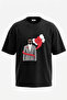 Kanye West Kaws Design Printed Unisex Oversize Black Tshirt
