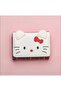Cute Cat Hellokittyyy Patterned White Zippered Women's Card Holder Wallet with Credit Card and Coin Compartments