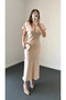 Beige Satin Dress - 2Y203111