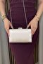 Women's Beige Satin Evening Dress Bag with Silver Accessories - Chain Strap Hand and Shoulder Bag - 3