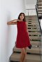 Burgundy Anthurium Linen Dress - 3