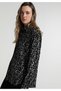 Boyfriend Fit Shirt Neck Printed Women's Black Long Sleeve Shirt