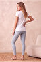 Women's Shiny White Cotton / Elastane Blend Regular Fit V-Neck Short Sleeve T-Shirt Delaney - 5
