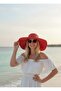 Red Wide Straw Hat - 14232