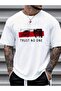Trust No One Printed White Oversize Unisex T-Shirt Basic Comfortable Fit Daily Tshirt