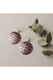 Copper Navy Blue Beige Daisy Patterned Dangle Earrings - 7
