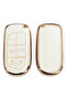 Jeep Compass Renegade Dodge Chrysler Compatible Smart Remote Key Case Cover Auto Keychain White Gold - 4