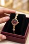 Women's Steel Watch Gold Color & Burgundy Dial Premium Stone Vintage Watch Old Money Elegant Stylish Luxury Women's Wristwatch Limited Edition 2026 - 7