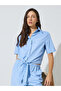 Blue Striped Tie-Hem Shirt and Wide Leg Pants Co-Ord Set - 3