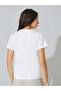 White Regular Fit T-Shirt with Floral Sleeve Detail - 5