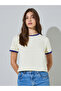 Cream Ringer T-Shirt with Round Neck - 3