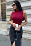 Women's Burgundy 3-Piece Sleeveless Bodysuit - 4