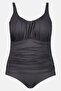 Women Plus Size Padded Plain One Piece Swimsuit, Dark Grey - 2