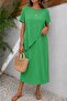 Women's short sleeve crew neck asymmetrical hem maxi dress