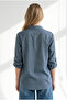Women's Petrol Blue Sleeve-Fold Linen Shirt Gml-19000825 - 5
