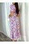White Double-Breasted Collar Short-Sleeved Flounce-Trimmed Belted Midi Dress 581811 - 2
