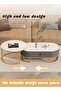 Modern Marble-Like Coffee Table - Oval Lift-Top Design with Golden Legs, Space-Saving Multifunctional Solid Wood Particle Board Living Room Center Table - 4
