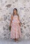 Beige Floral Patterned Skirt and Blouse Set