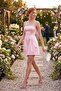 Women's Pink Thin Straps Mini Satin Homecoming Evening Dress - 5
