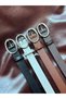 4-Piece Matrix Oval Silver Buckle Belt Waist Belt Jacket Belt Dress Belt Trouser Belt - 2