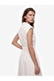 Cotton Sleeveless Buttoned Shirred Waist Accent Midi Length Poplin Shirt Dress - 4