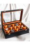 15-Piece Premium Watch Box, Black Faux Leather Covered, Custom Production, Handmade