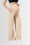 Adjustable High Waist Flexible Maternity and Postpartum Comfortable Cut Pants Beige - 4