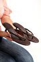 Duru Women's Comfortable Sole New Season Faux Leather Short Heeled Flip Flops - 5
