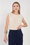 Women's Cotton Sleeveless Crop Blouse - Natural - 2