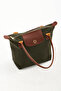 Giza Satin Large Size Women's Khaki Green Shoulder Bag - 2