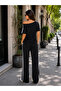 Week's Favorite Women's One-Shoulder Detailed Side Stripe Viscose Two-Thread Two-Piece Set - 3