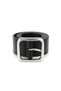 Black Shk3019 Women's Thick Faux Leather Waist Belt with Silver Buckle