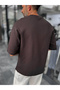 Brown Two-Thread Basic Oversize T-Shirt Es-71-149 - 4