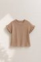 4-12 Years Old Ribbed Stone Detailed Shoulder Flounce Sleeves Laced Summer Short Sleeve Girls' T-Shirt&Blouse - 6