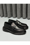 Men's Genuine Leather Metal Buckle Thick Sole Casual & Classic Loafer Shoes – Black / Brown - 2