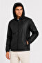 Special Design Hooded Inner Lining Water and Wind Repellent Thin Windbreaker with Zipper Pockets - Black