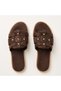 Women's Slippers Suede Gold Studded Detailed Cross-Strapped Women's Orthopedic Sole Slippers - 2