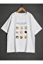 Unisex Cat and Bread Printed Oversize T-Shirt