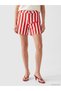Two Mt Shop Quality Lcw Jeans Red Denim Striped Standard & Regular Women's Jean Shorts - 2
