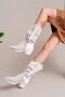 Women's White Suede Laser Cut Summer Boots - (Large Size - Order 1 Size Smaller) - 2