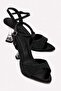 Stoned Transparent Heeled Sandals Black