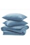 My home store Double Duvet Cover Set 4 Pcs Satin Stripe Duvet Covers Soft Brushed Microfiber Bedding Set with Fitted Sheet 30 CM Deep & 2 Pillowcases (Light Blue) - 5