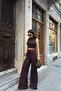 Women's Brown High Waist Button Detailed Wide Leg Fabric Trousers Mlb220 - 2