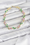 Brass Gold Color Pink Zircon Stone Flower Model Women's Bracelet