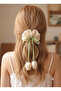 Tulip Detailed Sparkling Organza Elastic Bagel Buckle - 2