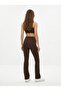 High Waist Wide Leg Brown Leggings - 2
