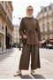 Strawberry Linen Shirted Summer Women's Hijab Set – Comfortable Elegance with Pocketed Pants (Size 36-48) Darkv - 4