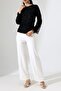 Women's Flocked Tulle Lined Draped Blouse - 3