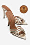 Genuine Leather Women's Open Toe Design Thin Heeled Slippers Gold Sultan Proton
