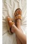 Sydney Women's Genuine Leather Double Buckle Anatomical Comfortable Sole Slippers Tile - 2
